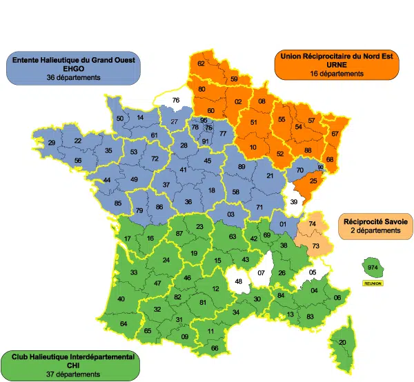 Réciprocité de la pêche en France avec l'URNE, le CHI et l'EHGO