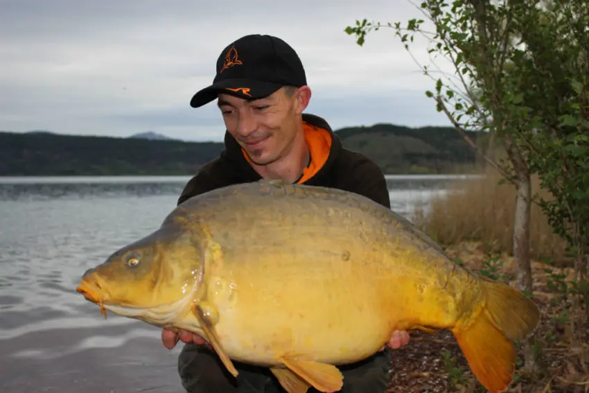 Pêche de la carpe en lac de barrage