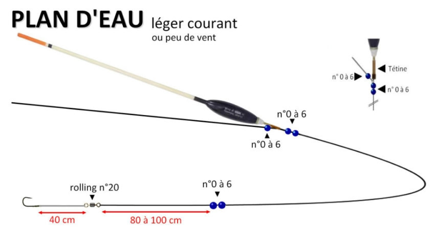 Montage pour pêcher à l'anglaise avec un waggler