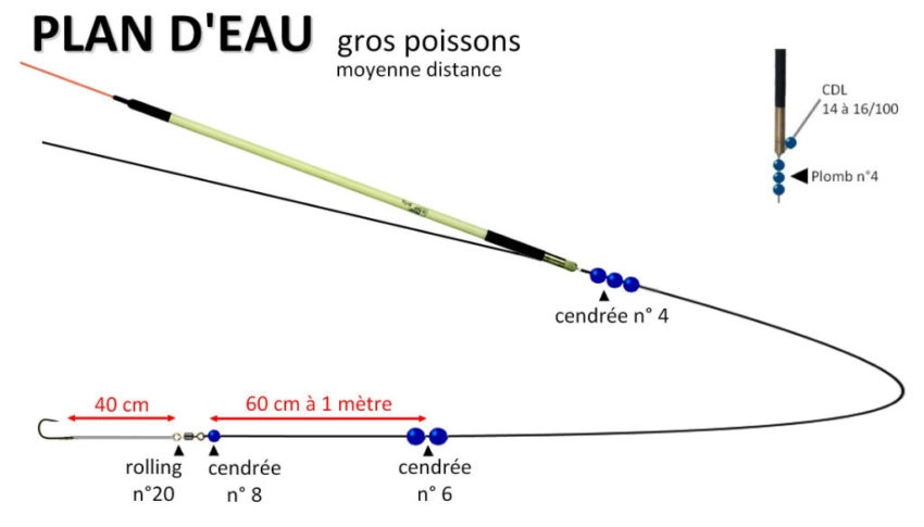 Montage pour pêcher à l'anglaise avec un waggler