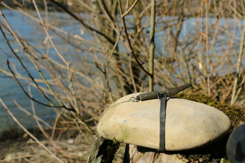 Pêche de la carpe en plein courant