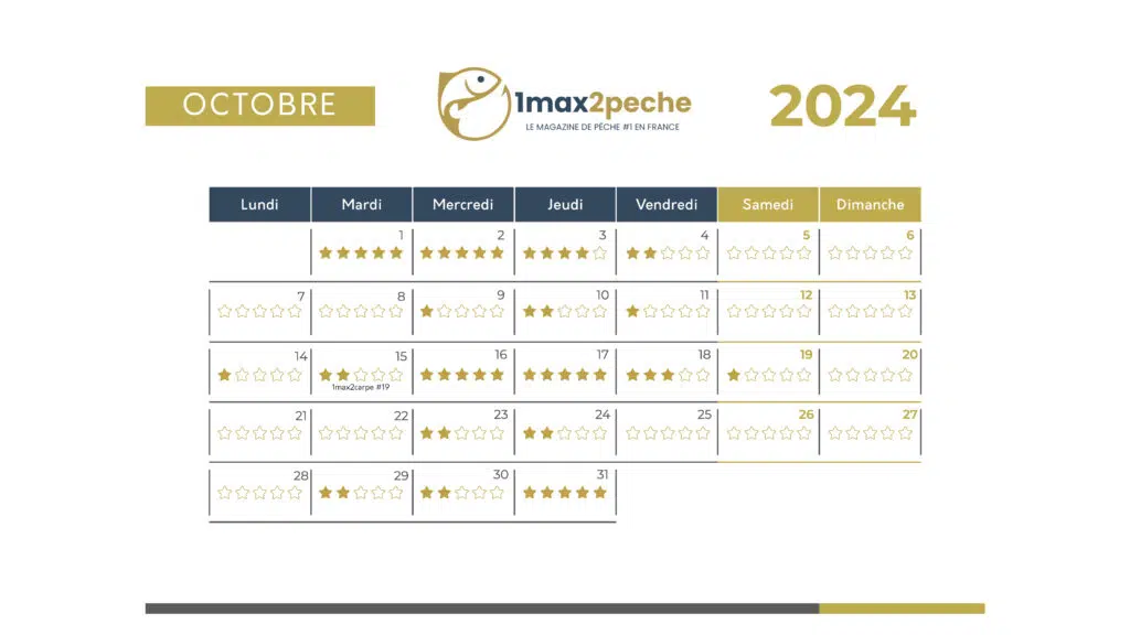 Calendrier lunaire pêche octobre 2024