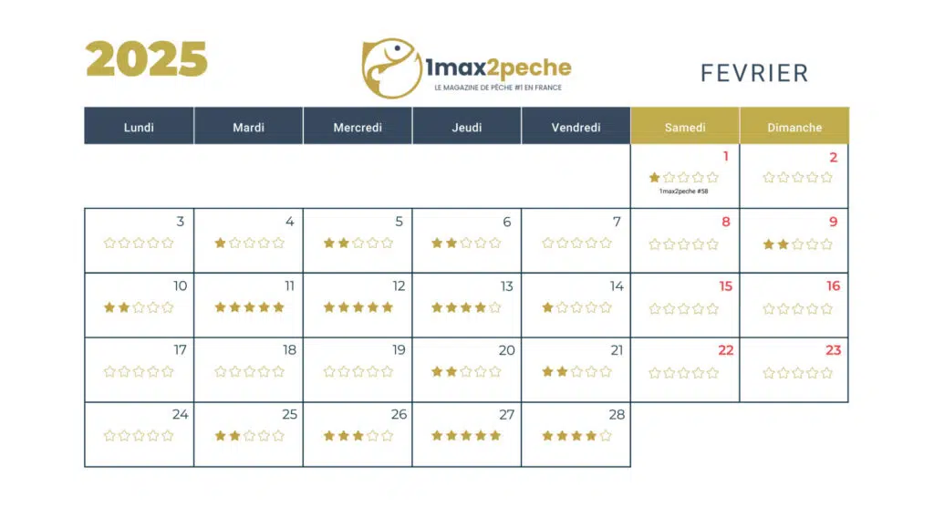 Calendrier lunaire pour la pêche de février 2025